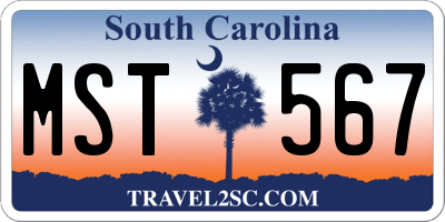 SC license plate MST567