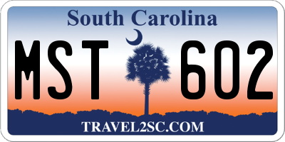 SC license plate MST602