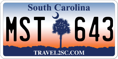 SC license plate MST643