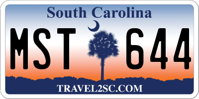 SC license plate MST644