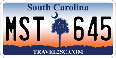 SC license plate MST645