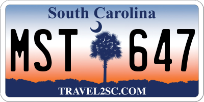 SC license plate MST647