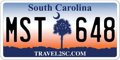 SC license plate MST648