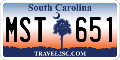 SC license plate MST651