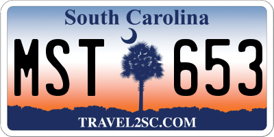 SC license plate MST653
