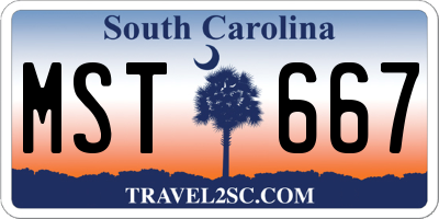 SC license plate MST667