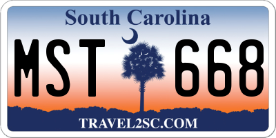 SC license plate MST668