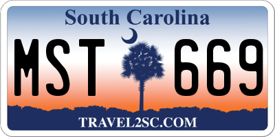 SC license plate MST669