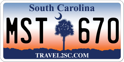 SC license plate MST670