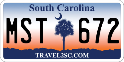SC license plate MST672