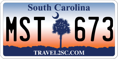 SC license plate MST673