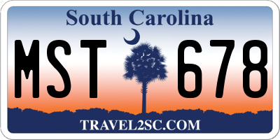 SC license plate MST678