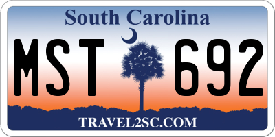 SC license plate MST692