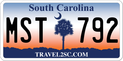 SC license plate MST792