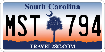 SC license plate MST794