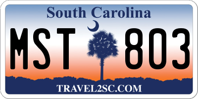 SC license plate MST803