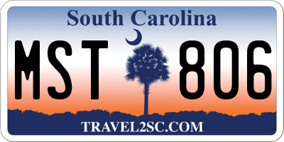 SC license plate MST806