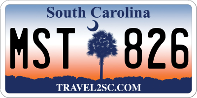 SC license plate MST826