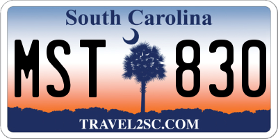 SC license plate MST830