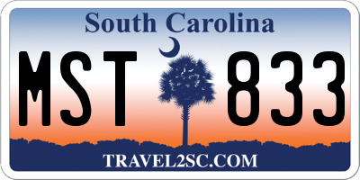 SC license plate MST833