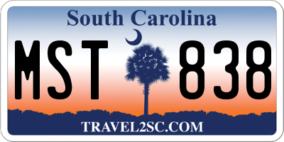 SC license plate MST838