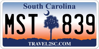 SC license plate MST839