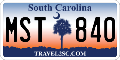 SC license plate MST840