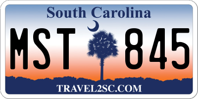 SC license plate MST845