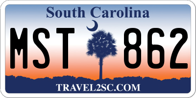 SC license plate MST862