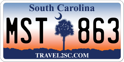 SC license plate MST863