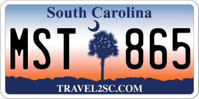 SC license plate MST865