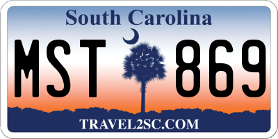 SC license plate MST869
