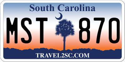 SC license plate MST870