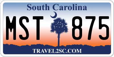 SC license plate MST875