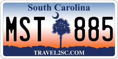 SC license plate MST885