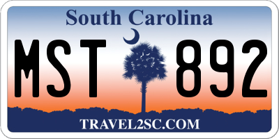 SC license plate MST892
