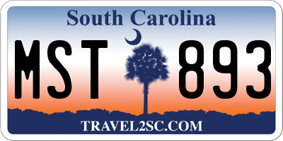 SC license plate MST893