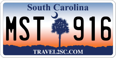 SC license plate MST916