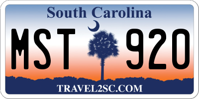 SC license plate MST920
