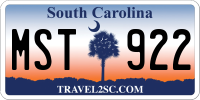 SC license plate MST922