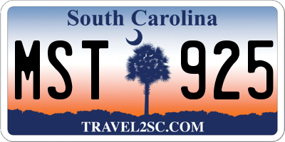 SC license plate MST925