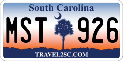 SC license plate MST926