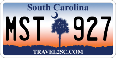 SC license plate MST927