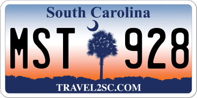 SC license plate MST928