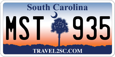 SC license plate MST935