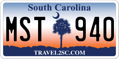 SC license plate MST940