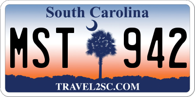 SC license plate MST942