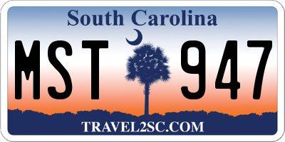 SC license plate MST947