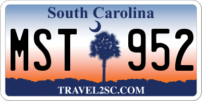 SC license plate MST952