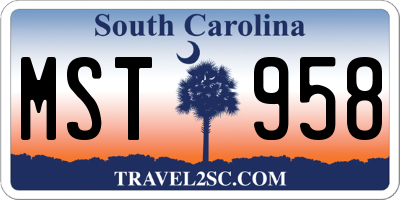 SC license plate MST958